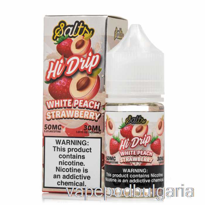 Vape 10000 Дръпки бяла праскова ягода - Hi-drip Salts - 30ml 20mg